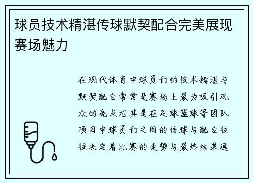 球员技术精湛传球默契配合完美展现赛场魅力