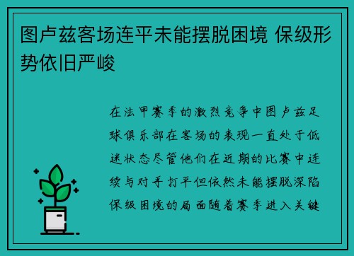 图卢兹客场连平未能摆脱困境 保级形势依旧严峻